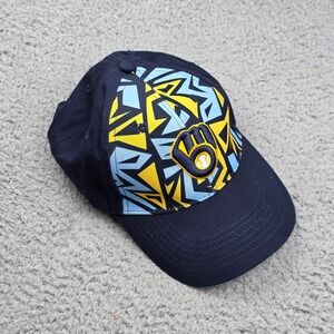 Milwaukee Brewers Baseball Cap Unisex OSFM Navy Blue Geometric Abstract Logo